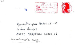 Curiosité Sur Lettre, Flamme Illustrée Frappée En Rouge Au Lieu De Noire 73 La Rochette 15-1 86 - Briefe U. Dokumente