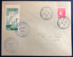 France Divers Sur Enveloppe - TAD FETE DE L'AVIATION, DAX 26.8.1946 + Vignette - (B1705) - 1927-1959 Cartas & Documentos