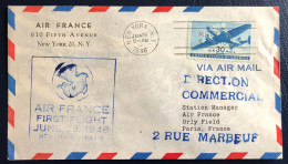 France Divers Sur Enveloppe - AIR FRANCE - FIRST FLIGHT NEW-YORK PARIS 28.6.1946 - (B1707) - 1927-1959 Briefe & Dokumente