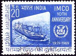 INDIA 1969 QEII 20p Violet-Blue, 10th Anniv Of Inter-Governmental Maritime Consultative Organisation SG599 FU - Used Stamps