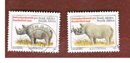 SUD AFRICA (SOUTH AFRICA) - SG 821.821b - 1993 ENDANGERED ANIMALS: BLACK RHINOCEROS (NAME IN 2 DIFFERENT LANGUAGE) -USED - Oblitérés