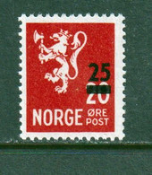 NORWAY - 1949 25o On 20o Unmounted Never Hinged Mint - Neufs