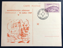 France Divers Sur Carte - TAD JOURNEE AERONAUTIQUE 13.7.1947 + Vignette Au Verso - (B1745) - 1927-1959 Brieven & Documenten