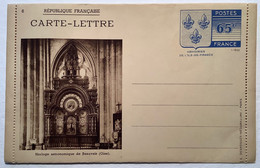 1938 HORLOGE ASTRONOMIQUE DE BEAUVAIS OISE Carte Lettre 65c Ile De France(Entier Postal#14 Astronomie Clock Astronomy - Cartoline-lettere