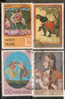 India 1973 INDIAN MINIATURE PAINTINGS /ELEPHANT CAMEL/ DANCES /COSTUMES Set Of 4 Stamps USED (Cancellation Would Differ) - Cuadros