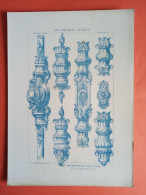 LES METAUX OUVRES 1883 LITHO FER FONTE CUIVRE ZINC " CREMONES EN CUIVRE CISELE Mr LEON CAMUS A PARIS " 1 PLANCHE - Architecture