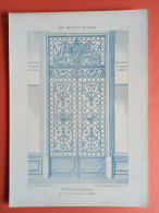 LES METAUX OUVRES 1883 LITHO FER FONTE CUIVRE ZINC " PORTE EN FER FORGE MAGASIN CHARCUTERIE BIRET A AVIGNON " 3 PLANCHES - Architecture