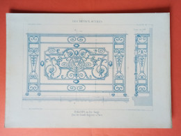 LES METAUX OUVRES 1883 LITHO FER FONTE CUIVRE ZINC " BALCON EN FER FORGE QUAI DES GRANDS AUGUSTINS A PARIS " 1 PLANCHE - Architecture