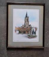 Aquarel Sint-Amanduskerk Te Wingene 1983 Door Joël Verbeke - Acuarelas