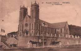 Nouvelle Calédonie - Noumea - La Cathedrale - Tres Anime - Calèche - Carte Postale Ancienne - Nueva Caledonia