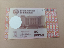 Billete De Tajikistan De 1 Diram, Año 1999, Serie AA, UNC - Tadzjikistan