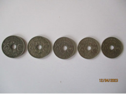 5 PIECES 25 CENTIMES TYPE LINDAUER 1930,1931,1932,1938,1939 - 25 Centimes