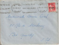 Lettre En Franchise FM 7 Oblitération 1935 Amiens - Francobolli  Di Franchigia Militare