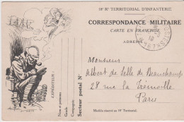 Guerre 14 CP FM 18e Régiment Territorial D'infanterie Carte En Franchise Militaire CAD Trésor & Postes SP 167 12 3 16 - Oorlog 1914-18