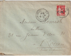 Lettre En Franchise FM 7 Gendarmerie Oblitération 1934 Ry (76) - Timbres De Franchise Militaire