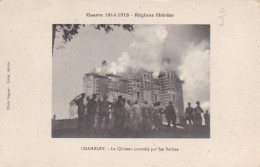 CHAMBLEY -  MEURTHE & MOSELLE - (54) -  RARE CPA TRES ANIMEE DE 1914....LE CHÂTEAU INCENDIE PAR LES BOCHES.... - Chambley Bussieres