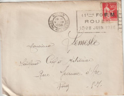 Lettre En Franchise FM 7 Oblitération 1936 Rouen - Militaire Zegels