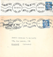 Curiosité Sur Lettre, 2 Empreintes Krag Avec Texte Ondulé, La Date Commence Par L'heure Ou Par Le Jour - Storia Postale