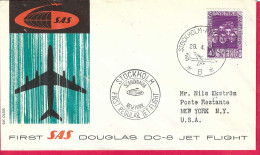 SVERIGE - FIRST DOUGLAS DC-8 FLIGHT - SAS - FROM NEW YORK TO ANCHORAGE *28.5.60* ON OFFICIAL COVER - Brieven En Documenten