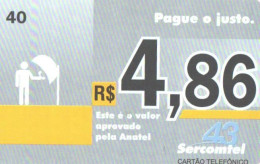 Brazil:Brasil:Used Phonecard, Anatel, Sercomtel, 40 Units, 4,86, Tirage 100000, Dark Yellow, 2009 - Brasilien