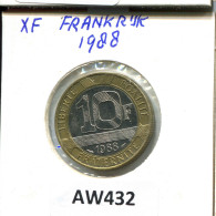 10 FRANCS 1988 FRANCIA FRANCE Moneda BIMETALLIC #AW432.E - 10 Francs