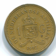 1 GULDEN 1992 ANTILLAS NEERLANDESAS Aureate Steel Colonial Moneda #S12141.E - Nederlandse Antillen