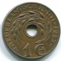 1 CENT 1945 S INDIAS ORIENTALES DE LOS PAÍSES BAJOS INDONESIA Bronze #S10345.E - Nederlands-Indië
