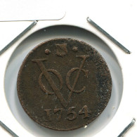 1754 UTRECHT VOC DUIT NEERLANDÉS NETHERLANDS Colonial Moneda #VOC1559.10.E - Indes Neerlandesas