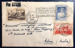 France Divers Sur Enveloppe De Bruxelles Pour Valence 9.4.1951, Réexpédiée à ADEN, Arabie - 2 Photos - (B3436) - 1921-1960: Modern Tijdperk