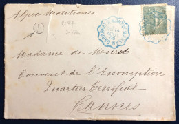 France N°130 Sur Enveloppe TAD Convoyeur (bleu) GABARRET A MONT-DE-MARSAN 14.8.1905 - (B3444) - 1921-1960: Modern Period