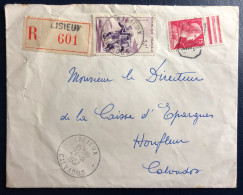 France Divers Sur Enveloppe Recommandée, Griffe AR Oblitérante De Lisieux 24.6.1957- (B3450) - 1921-1960: Modern Period