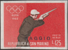 Saint Marin RSM 1960 Y&T PA 124. Surchargé Saggio, Spécimen. Sans Charnière. Jeux Olympiques De Rome, Tir à La Carabine - Tiro (armi)