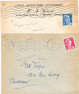 Curiosité Sur Lettre, 2 Empreintes RBV Avec 5 Lignes Ondulées Montantes Et Descandantes Dont Une Est Rare - Storia Postale