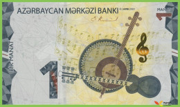 Voyo AZERBAIJAN 1 Manat 2020(2021) P38 B408a B UNC Music Robert Kalina - Arzerbaiyán