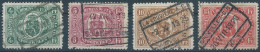 Belgium-Belgique,Belgio,The Cancellations  To 1928 On 4 Revenue Stamps CHEMINS DE FER,Railways & Parcel Post,4-5-10-15Fr - Usados