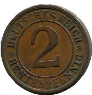 2 RENTENPFENNIG 1924 A ALLEMAGNE Pièce GERMANY #DB830.F - 2 Renten- & 2 Reichspfennig