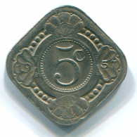 5 CENTS 1957 ANTILLES NÉERLANDAISES Nickel Colonial Pièce #S12402.F - Nederlandse Antillen