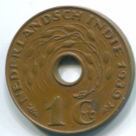 1 CENT 1939 INDES ORIENTALES NÉERLANDAISES INDONÉSIE Bronze Colonial Pièce #S10287.F - Dutch East Indies