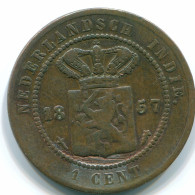 1 CENT 1857 INDES ORIENTALES NÉERLANDAISES INDONÉSIE Copper Colonial Pièce #S10040.F - Indes Neerlandesas