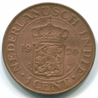 1 CENT 1920 INDES ORIENTALES NÉERLANDAISES INDONÉSIE Copper Colonial Pièce #S10096.F - Niederländisch-Indien