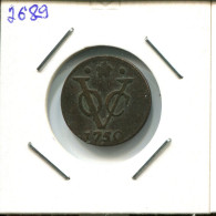 1750 HOLLAND VOC DUIT INDES NÉERLANDAIS NETHERLANDS NEW YORK COLONIAL PENNY #VOC2689.7.F - Indie Olandesi