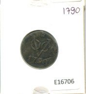 1790 UTRECHT VOC DUIT IINDES NÉERLANDAIS NETHERLANDS NEW YORK COLONIAL PENNY #E16706.8.F - Nederlands-Indië