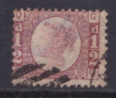 GB Line Engraved Victoria  1/2 D Red Plate  6? Good Used - Oblitérés