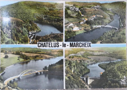 Carte Postale : 23 : En Avion Au-dessus De CHATELUS LES MARCHEIX En 4 Vues - Chatelus Malvaleix