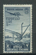 AFRICA ORIENTALE 1938 ESPRESSI AEREI  2 L. SASSONE N. A12 * GOMMA ORIGINALE - Africa Orientale Italiana