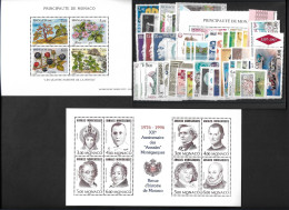 Monaco Année Complète 1996, 60 Timbres**/ Neufs Sans Charnière. Cote 138€. - Full Years