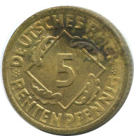 5 REINTENPFENNIG 1924 F GERMANY Coin #AD814.9.U - 5 Rentenpfennig & 5 Reichspfennig