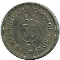 ½ DIRHAM / 50 FILS 1964 JORDAN Coin #AP068.U - Jordan