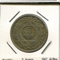 5 FRANCS 1947 MOROCCO Coin #AS083.U - Maroc