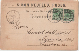 6506 Postkarte SIMON NEUFELD POSEN - Oyonnax Convert Maissiat 1892 - Brieven En Documenten